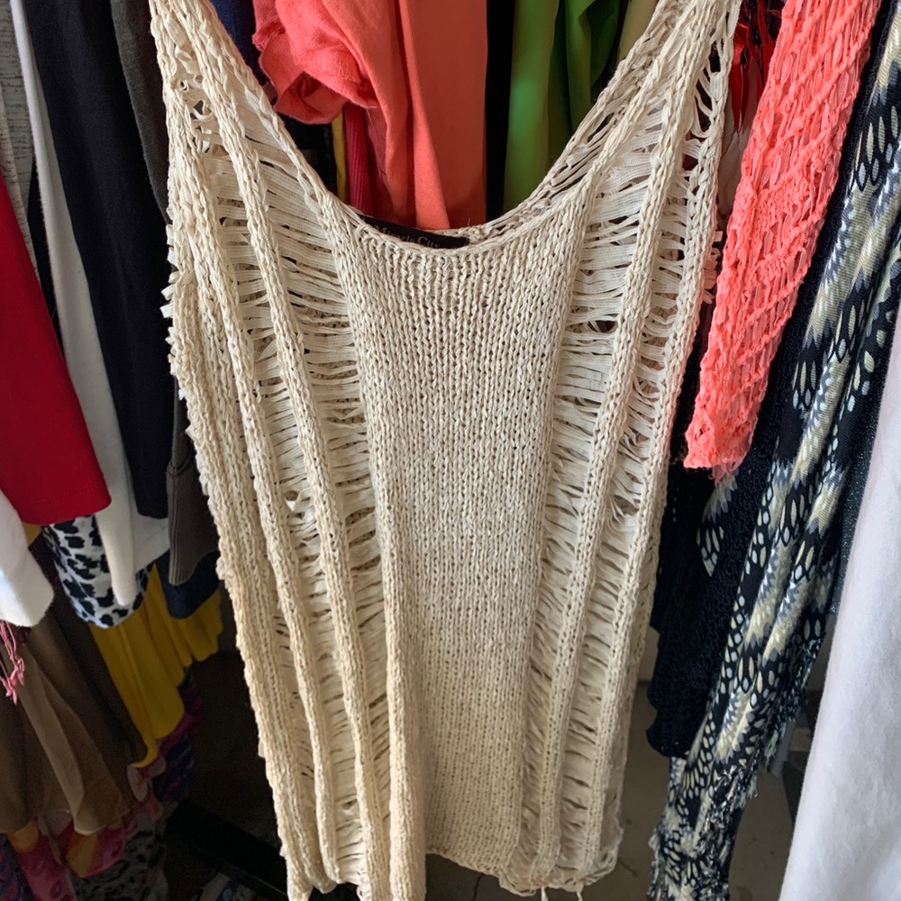 Lightweight knit crochet tank